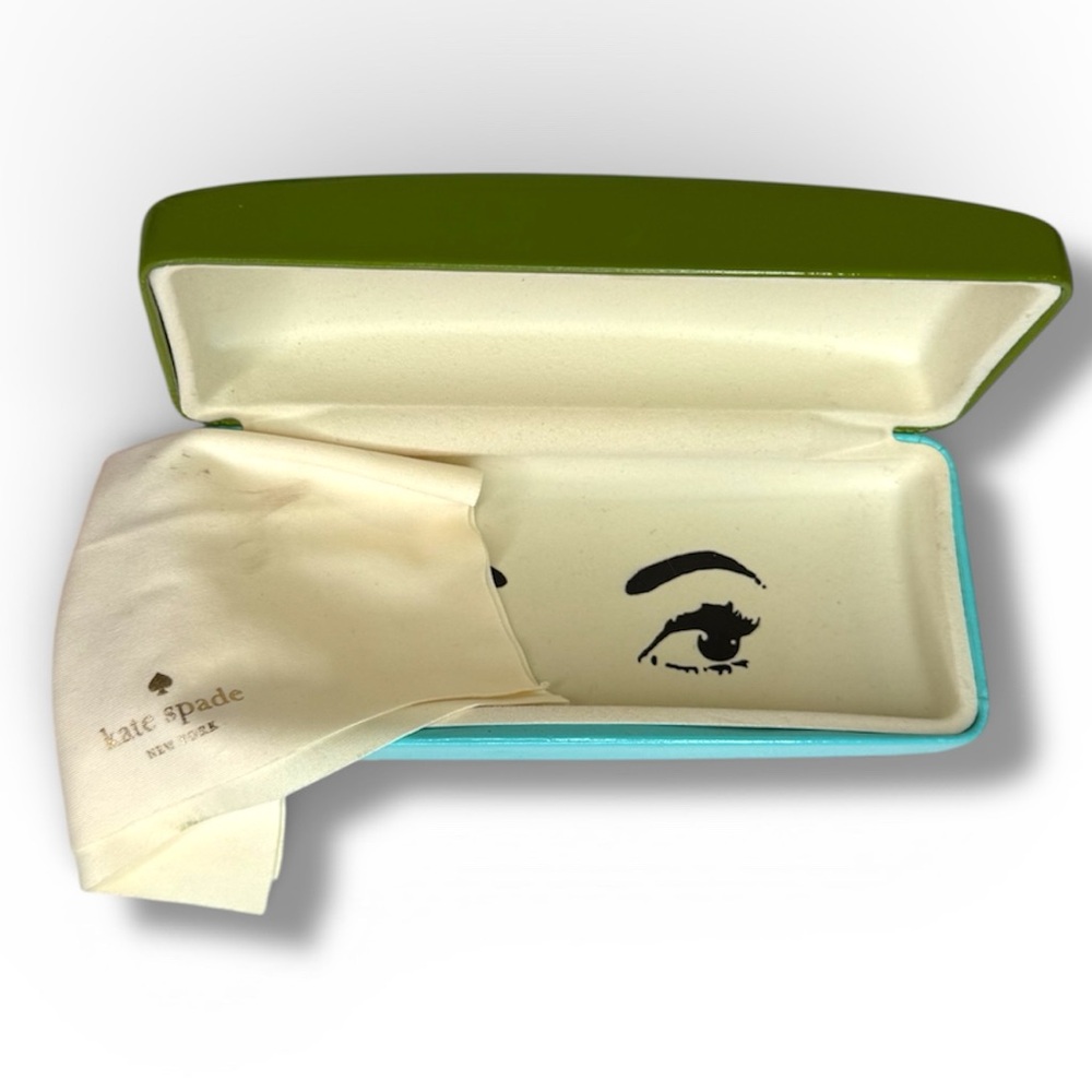 Kate spade eye glasses sunglasses case with wipe blue green